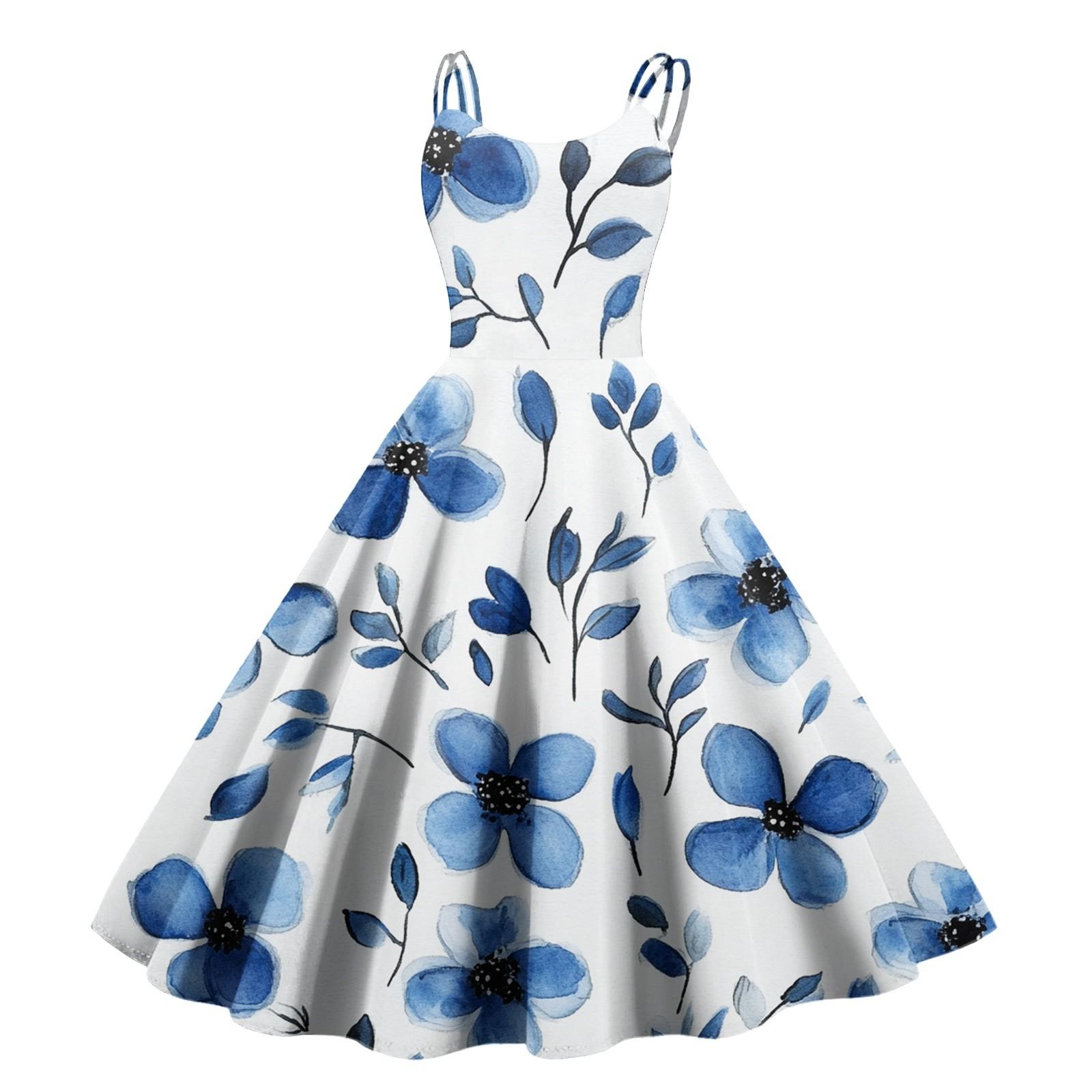 

Women s Floral Print Sexy Off-the-shoulder Punk Vintage Dress XL