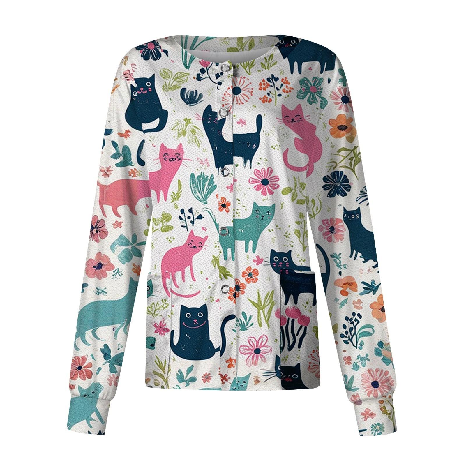 

Женский повседневный кардиган с длинными рукавами на одной пуговице, защитный костюм с животным принтом XL белый