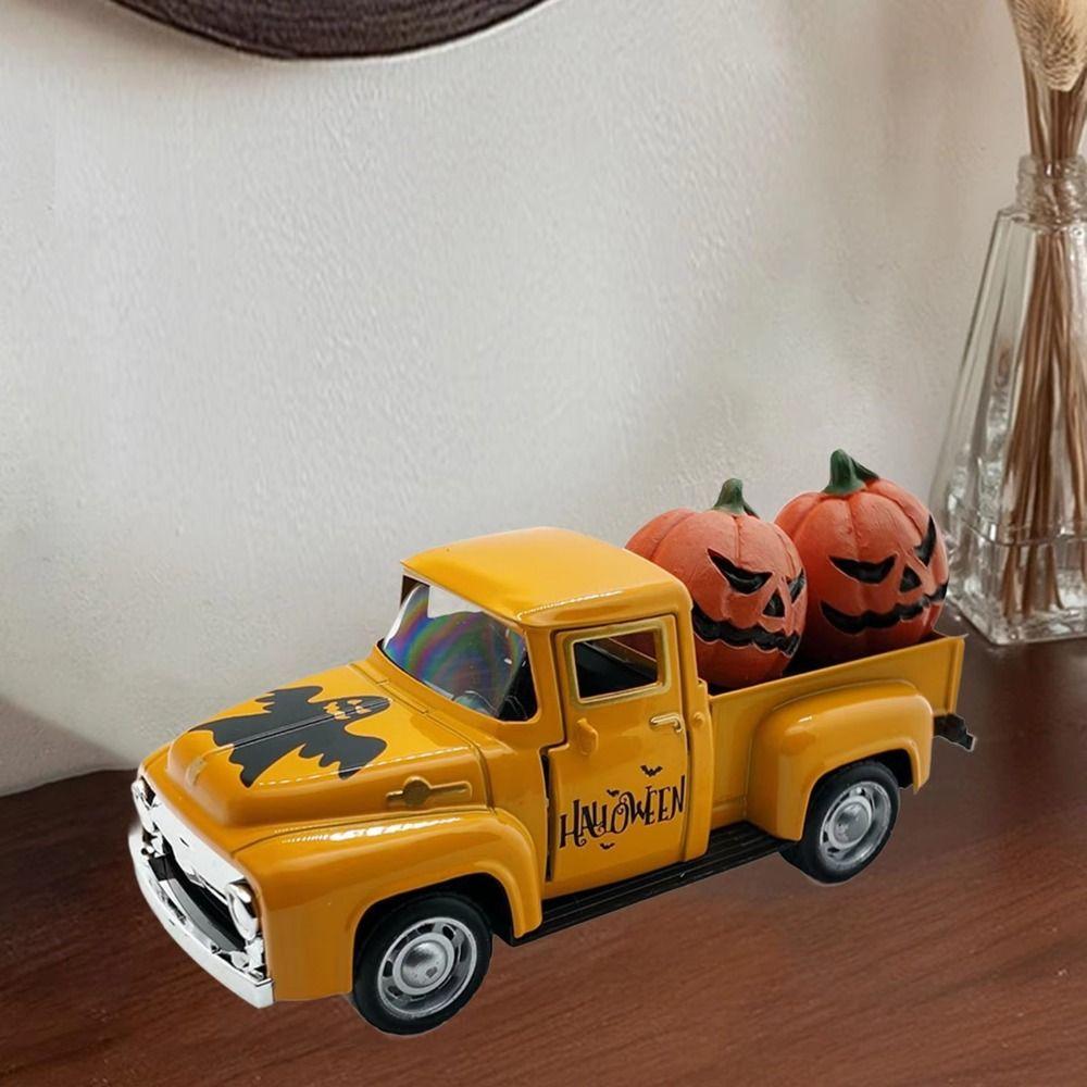 Vintage Ghost Figurine Funny Design Alloy Sculpture Desktop Figurine Miniature Vehicle Solid Metal Scary Car Model