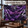 Floral Garden Theme Throw Blanket Custom Name Text Personalized Blanket Soft Cozy Blanket for Home Sofa Bed