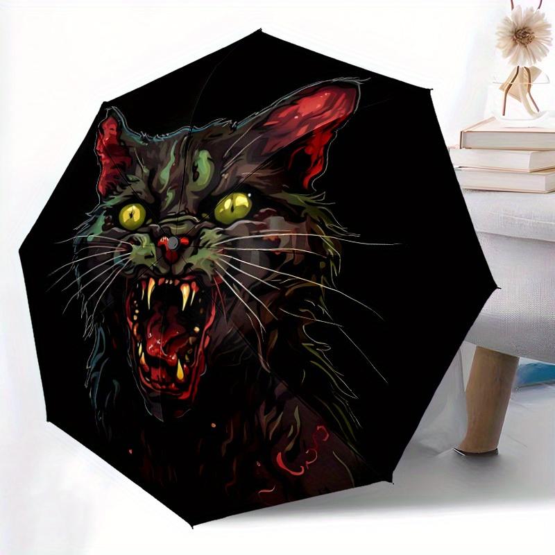 1pc Zombie Cat Automatic Umbrella High Quality Canopy, Portable Folding Umbrella with, Ideal Gift for - Travel, Everyday, Formal Events, Stylish Acces