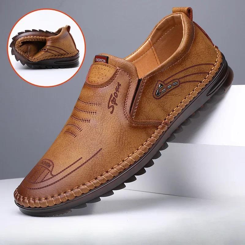 Fashion Men Shoes Handmade Leather Footwear Male Casual Business Flats Outdoor Soft Soled Travel Sneakers Moccasins Botas Para Hombre