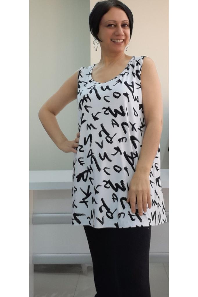 Women's Style Big Size T-Shirt Thick Strap Combed Cotton T-Shirt With Alphabetical Pattern