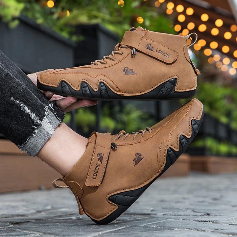 Men Casual Sneaker Leather Shoes Free Shipping Luxury Brand Sports Shoes Lace-Up Ankle Boots Waterproof Winter Motorcycle Boots