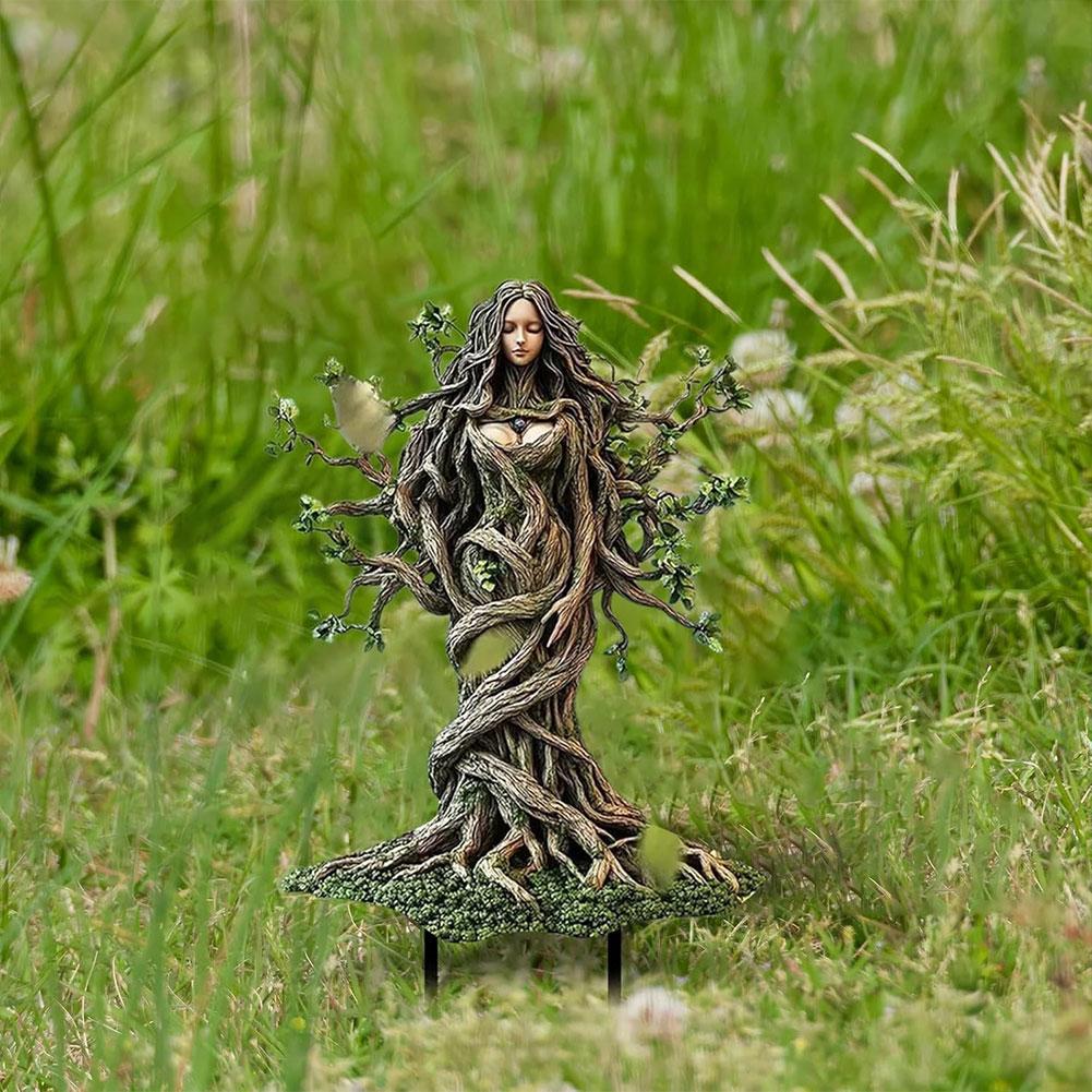 2D Waldgartenpfahl Sitzender Elf Pfahl Stehender Baum Elf Pfahl für Rasen Dekorative Garten