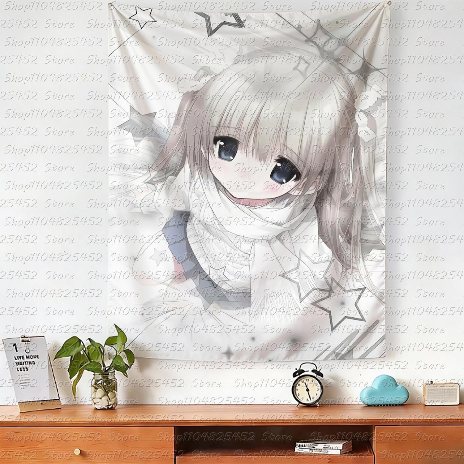 Kawaii Home Decor Wall Hanging Tapestry Cute Home Decor Tapestry Anime Girl Tapestry Cute Girl Tapestry 74x94cm(29x37in)