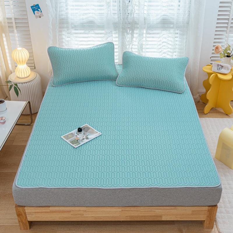 

New Latex Summer Mat Kit Cooling Feel Bed Pad and Pillowcase Cold Sleeping Bed Mat for Summer Breathable Folding Cool Mat 120x200cm 2 pcs set