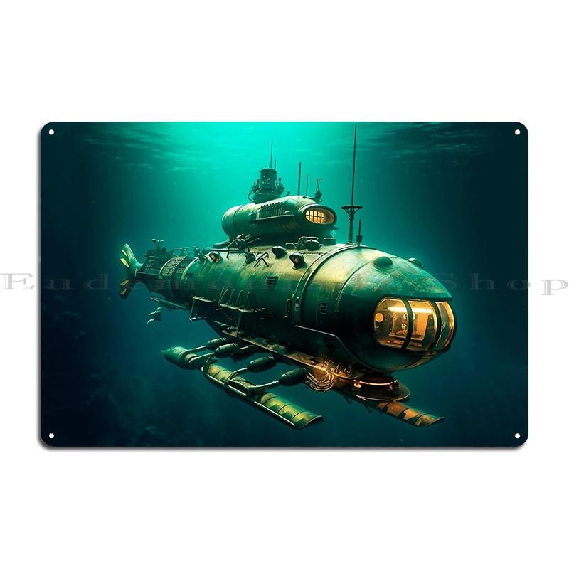 

Submarine Poster Metal Plaque Cinema Living Room Club Bar Vintage Plaques Tin Sign Posters 20x30cm（7.8x11.8inch）