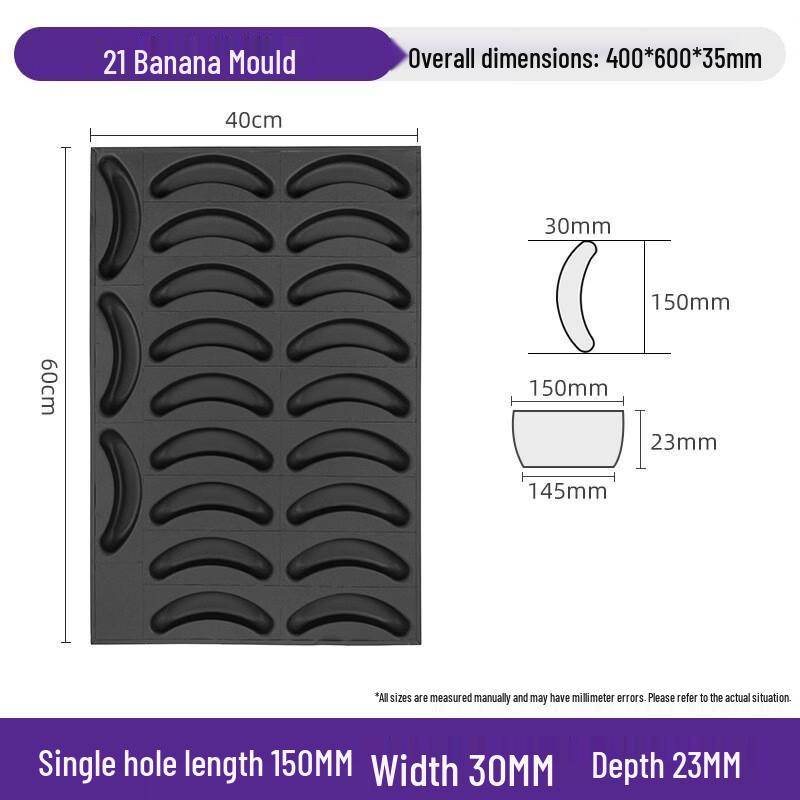 Yiceng Non-Stick Carbon Steel 21-Cavity Banana Cake Mold