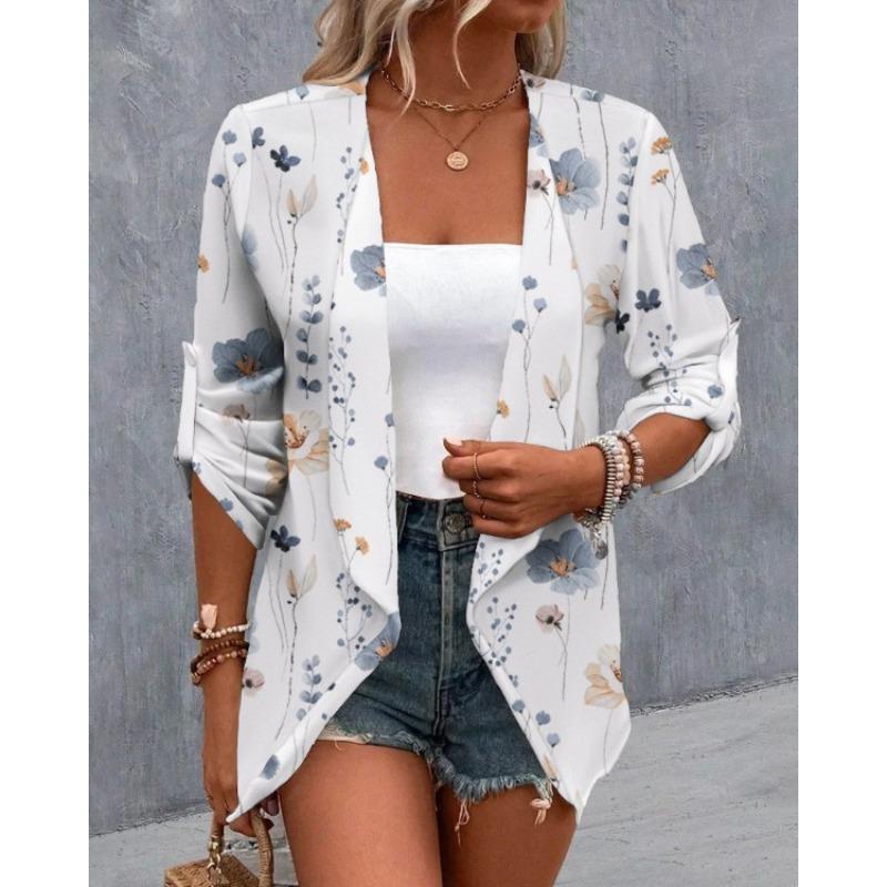 GMXIA Women's Long Sleeve Casual Print Cardigan Jacket