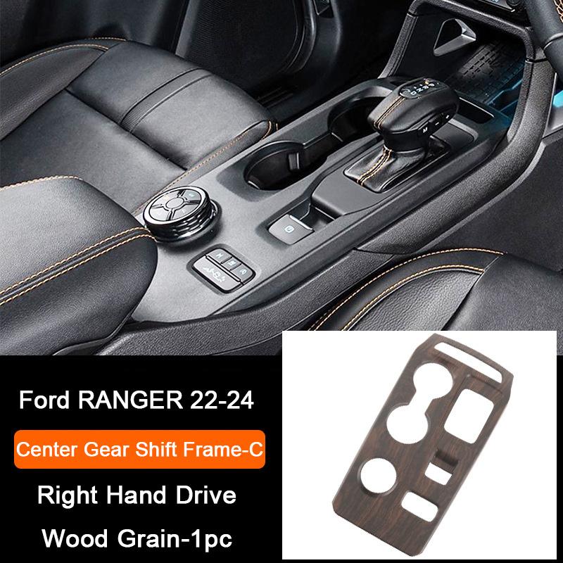 Holzmaserung Innenraum-Überzugsabdeckungen für Ford Ranger Wildtrak T9 2023 2024 Armaturenbrett-Verkleidung Lüftungsdüse Mittelkonsole Schalthebel-Panel-Abdeckung