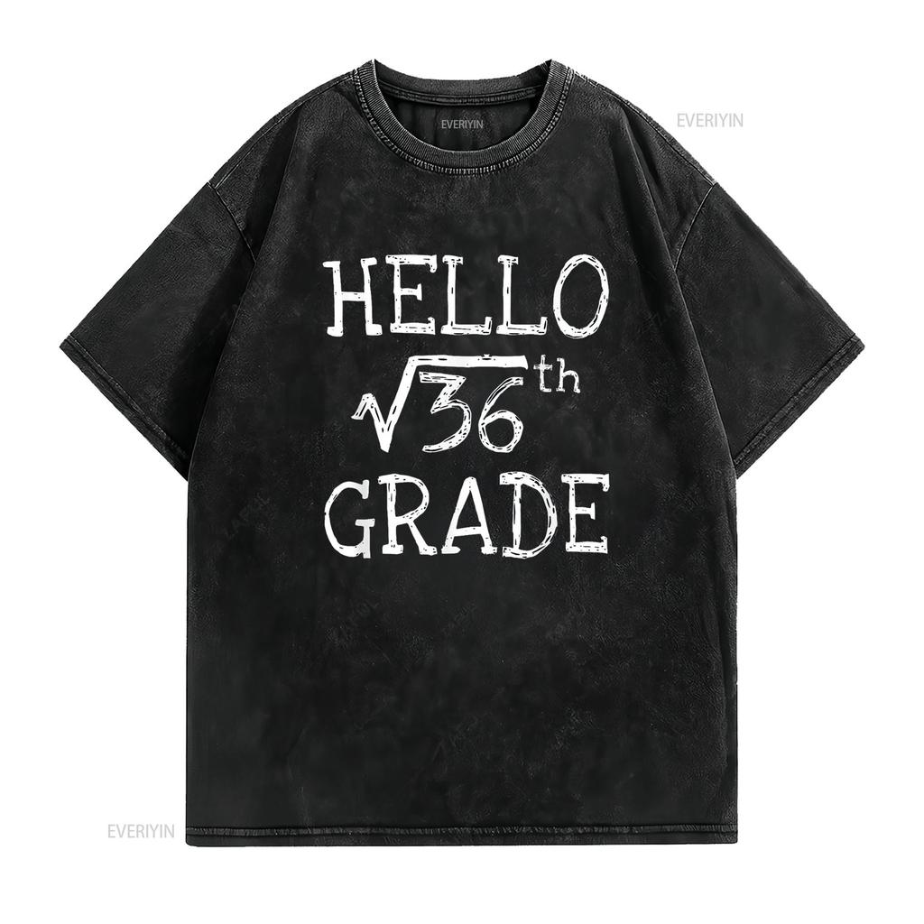 Back to school 6th Grade Square Root of 36 maths teacher T Shirt Black vintage Washed streetwear Soft designer clothes