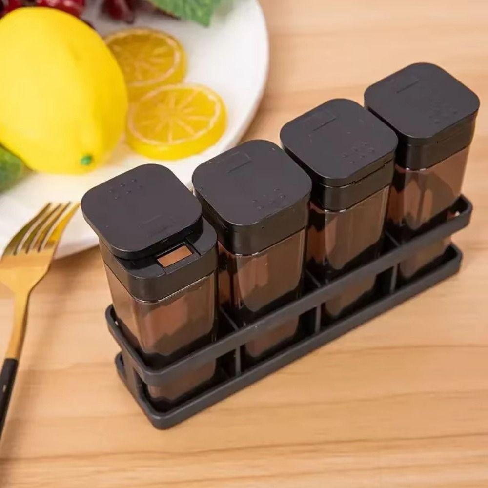 8Pcs Sealed Spice Combination Set Transparent Seasoning Jars Set  Kitchen Supplies