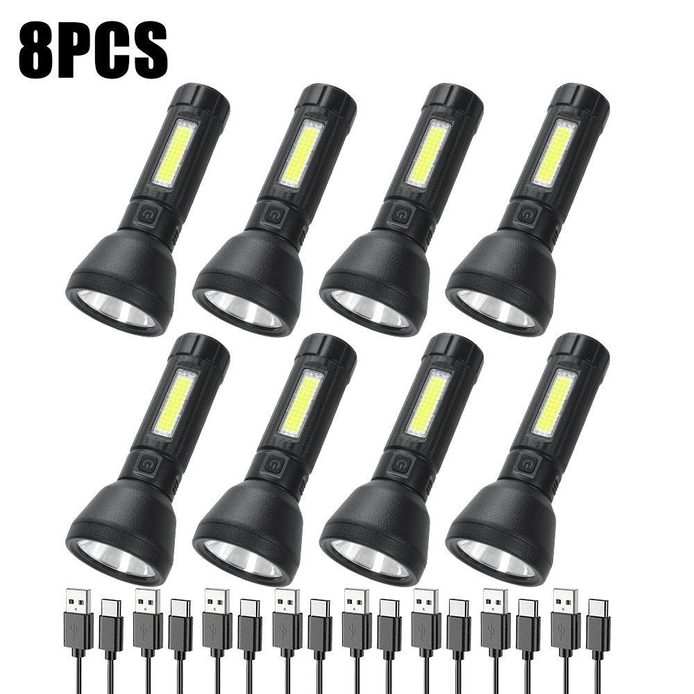 Mini Torch LED Rechargeable Flashlight Portable USB Charging Flashlight Outdoor Camping Waterproof Long Range Fishing Lantern