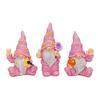 3 Pcs/Set Flower Gnome Figurines Collectible Dwarf Wearing Floral Hat Ornaments Desktop Gnome Statues for Home Cabinet Shelf Decorations