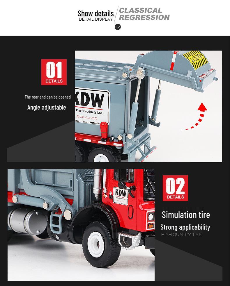 Cadywell 1:24 Garbage Sorting & Disposal Truck Model Toy, Alloy Material