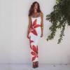 European and American Summer Temperament Fashionable Suspender Print Slim Fit Long Dress