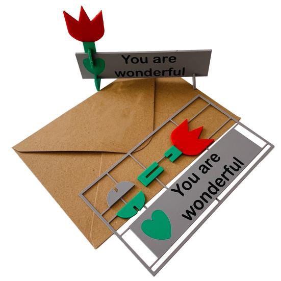 3D Printed Flower Ornament You Are Wonderful Assembly Tulip Table Sign with Base Home Office Desktop Decoration Ornament