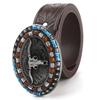 Carved Western Cowboy Belt Cow Head Buckle Embossed Belt Luxury Waistband  For Man Women