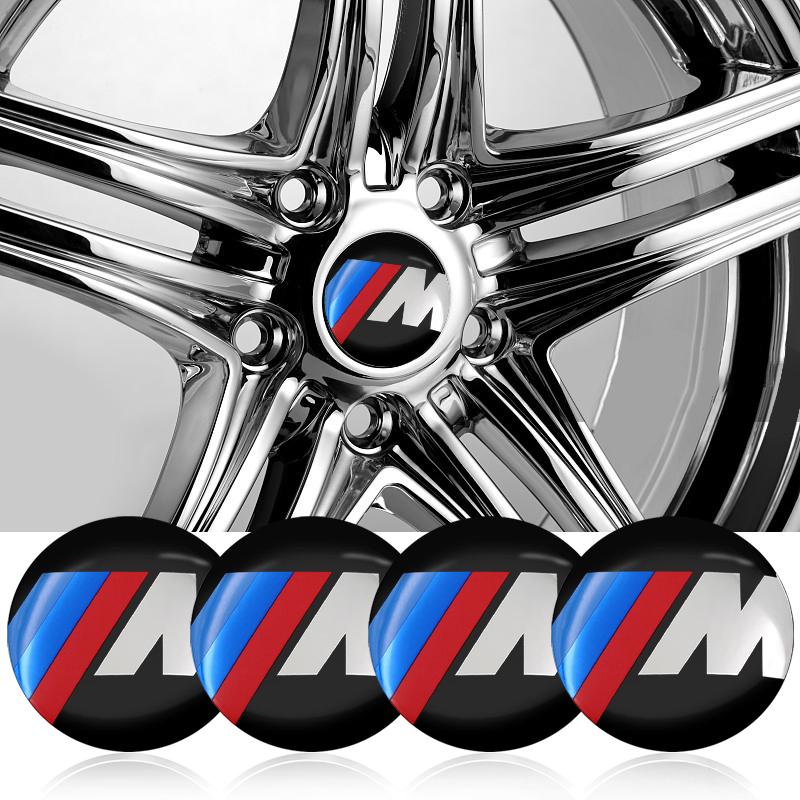 4 stk 56mm Aluminiumslegering Bil Hjul Senter Dekal Nav Klistremerke For BMW M E34 E36 E60 E90 E46 E39 E70 F10 F20 F30 X5 X6 X1 M3 M5 M6 E71 F01 F02 F87