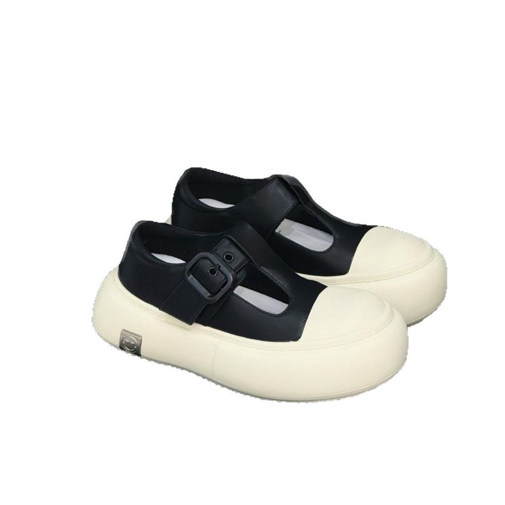 SGIRL TWTW dicksohlige großköpfige Damen 25 vielseitige hohle Ein-Wort-Schnalle Muffin Mary Schuhe Tide