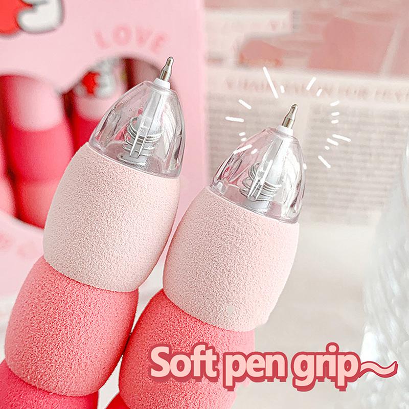 4Pcs/Lot Coffee Bear Press Pen Black Ink 0.5Mm Spliced Sponge Sheath Neuter Pen School Office Supplies Student Writing Tools