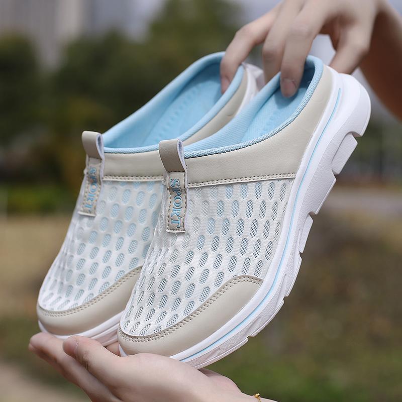 

Женские тапочки сандалии летние пляжные тапочки женские дышащие сетчатые туфли на плоской подошве для ходьбы женские домашние тапочки Zapatos Mujer 35 бежевый