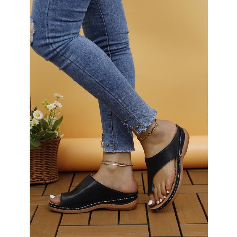 Damen Sandalen, Zehentrenner, Keilabsätze, Freizeitschuhe, Zehentrenner, Sandalen