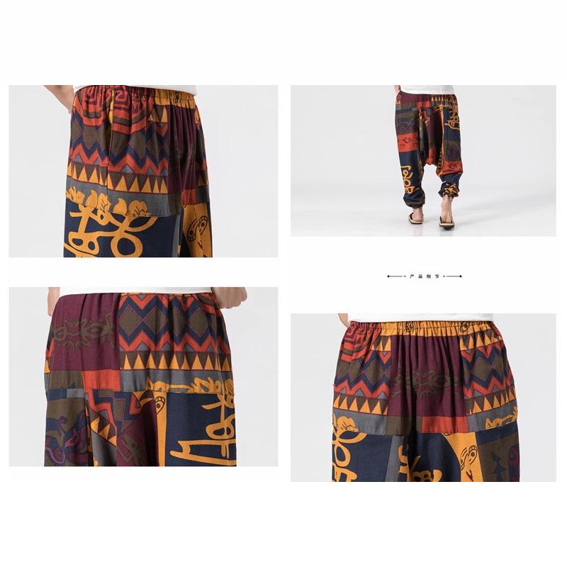 Pantaloni Harem Larghi da Uomo 2025 in Cotone e Lino, Taglie Forti Gamba Larga