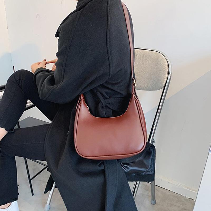 Yogodlns Lässige Schultertasche aus PU-Leder für Damen, einfarbig, Hobos-Umhängetaschen