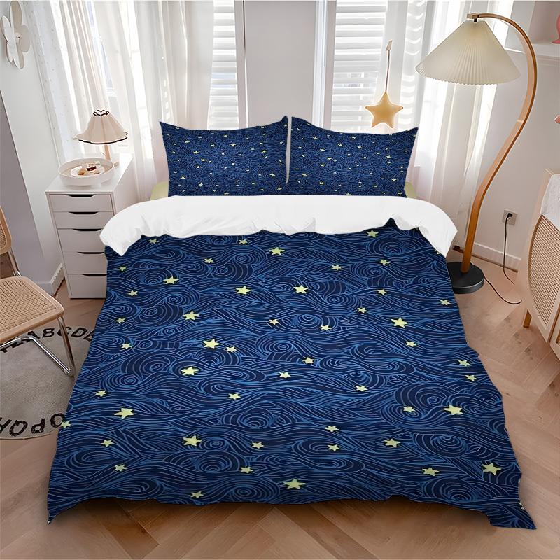 

3pcs Wave Star Bedding Set, Includes 1 Comforter + 2 Pillowcases, Without Pillow Inserts, Soft Comfortable, Lightweight Breathable010 135x200cm