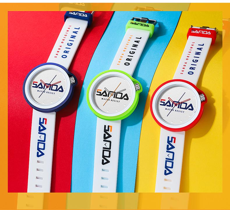Sanda Stylish Korean-Style Waterproof Watch with Detachable Silicone Band for Men, Women, and Students