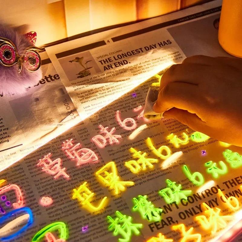 non-toxic New Glowing Acrylic Marker Board LED Luminous Erasable Children's Drawing Board Drawing Toys Letter Message Board Christmas Gift