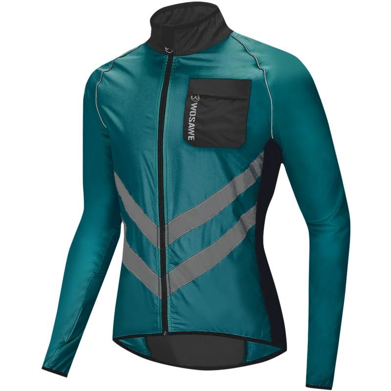 1 Windproof Water-Resistant Reflective Cycling Jacket Men Women Lightweight UV Protection Long Sleeve Outdoor Riding Apparel