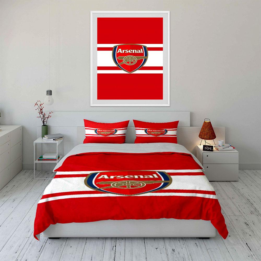 Arsenal-Logo und Streifen. Bettwäsche-Sets Bettbezug-Sets Bettbezüge Kissenbezüge(1*Bettbezug 2*Kissenbezüge ohne Bettdecke)