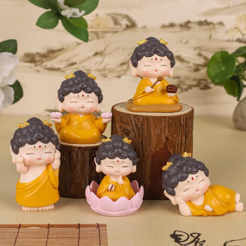 Resin Buddha Blessing Bodhisattva Lotus Figurine Car Ornament Mini Decor Gift