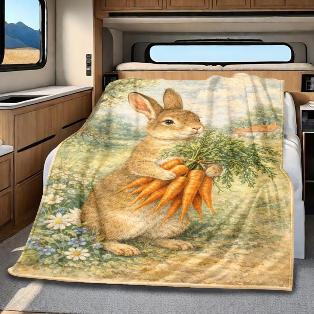 1PC Rabbit Carrots Blanket Soft Comfortable All Seasons Suitable Sofa Office Travel Home Perfect Gift