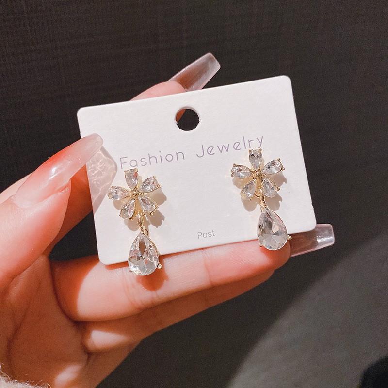 Drop Flower Earrings for Women, Korean Elegant Design
