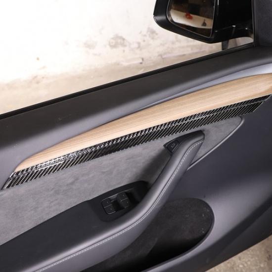 Carbon Fiber Front Inner Door Panel Trim Sticker For Tesla Model 3/Y 2016-