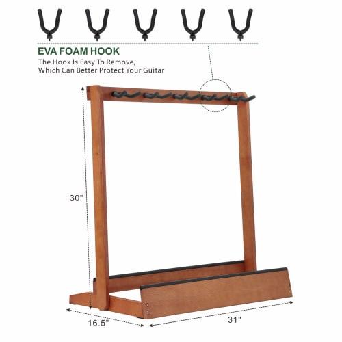 Nefelibata Multi-Guitar Stand, 5-Holder Wooden Guitar Stand Floor Rack for Guitars and Cases, Electric Acoustic Guitars, Basses, and Cellos - German A