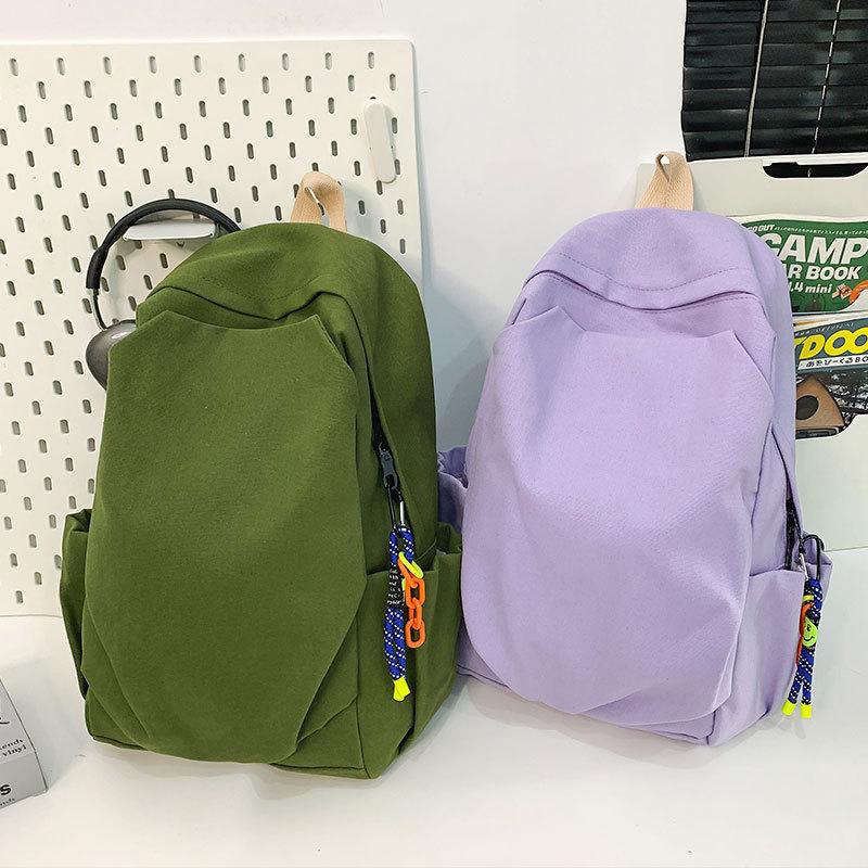 Schoolbag1011 New Solid Color Corduroy Fashion Casual Backpack Women's Simple Design Lightweight Couple Plush Backpack Women