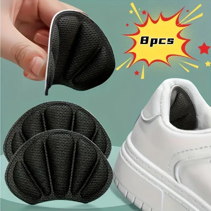 

8-pcs Heel Grips, Self-Adhesive Pads Prevent Shoe Slipping & Blisters, Secure Fit for Sneakers & Flats. чёрный