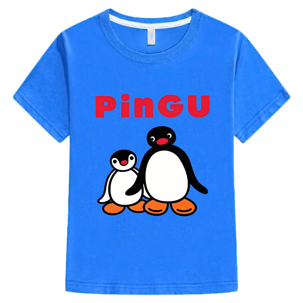 Pingu Children's Cartoon T-Shirt Cotton 2-12 Years Kids Tees Cute Boys Girls Tops O-Neck Manga Print Short Sleeve Summer Toddler