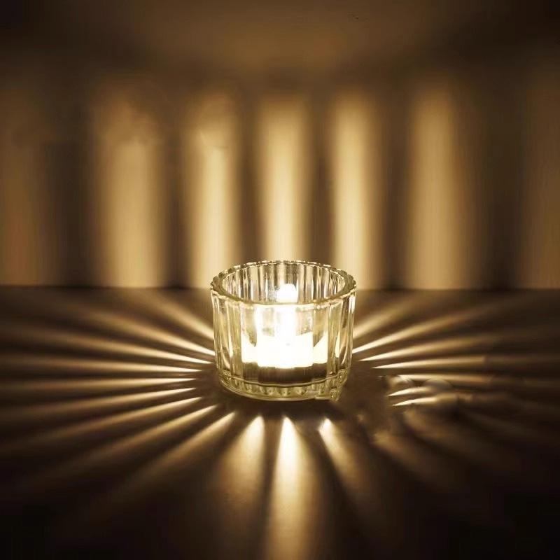 Aromatherapy Vertical Stripe Glass Candle Holder Jar - Scented Candle Holiday Souvenir.