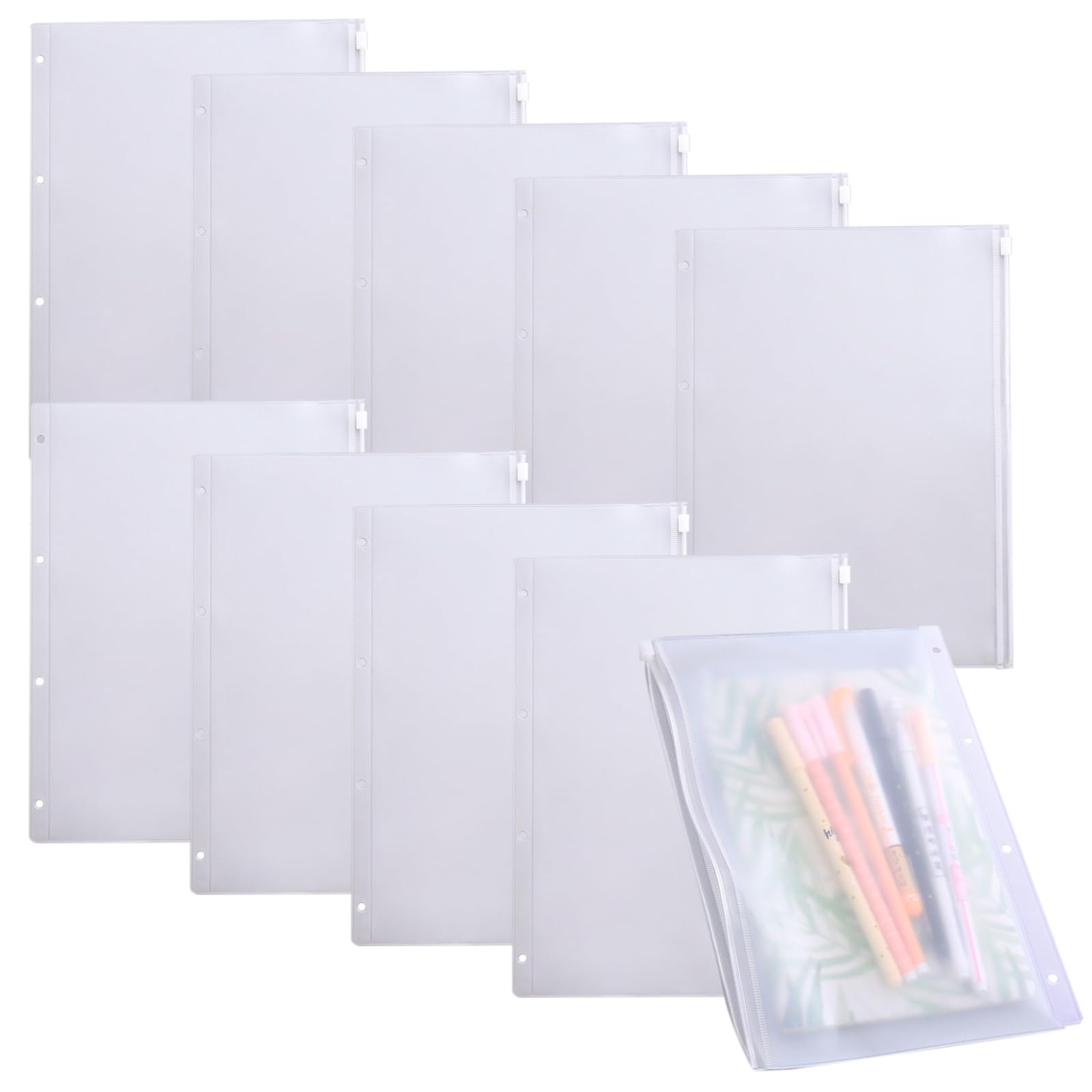 nijimomo 10 with zippered transparent Loose-leaf Paper, A4, 4-hole, sheets, pocket, waterproof, (A4)