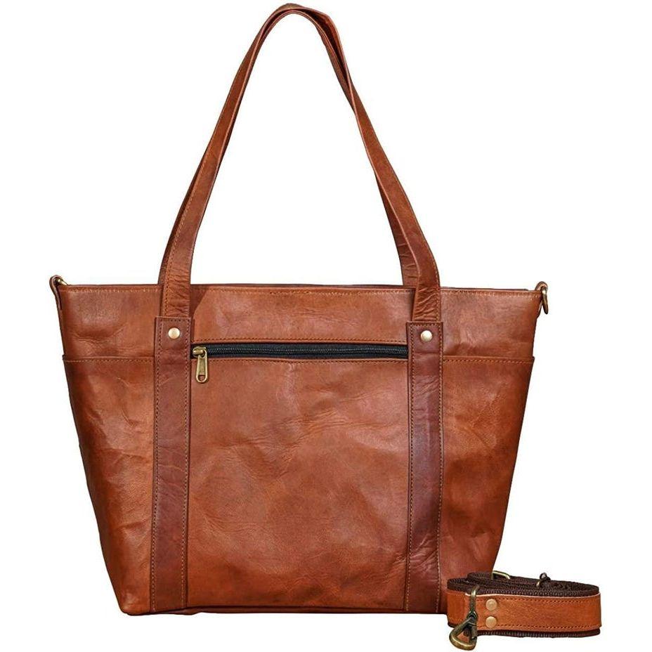 Vintage Leather Tote Bag: Handmade Distressed Shoulder Bag
