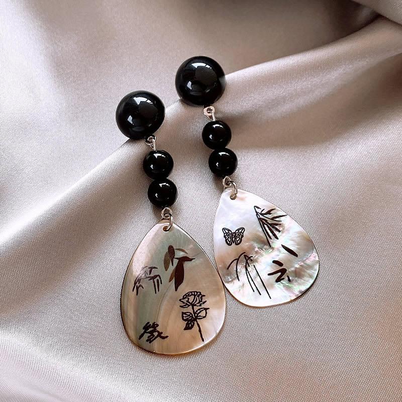 Real gold electroplated zircon pearl flower fritillary earrings simple stud earrings temperament earrings women