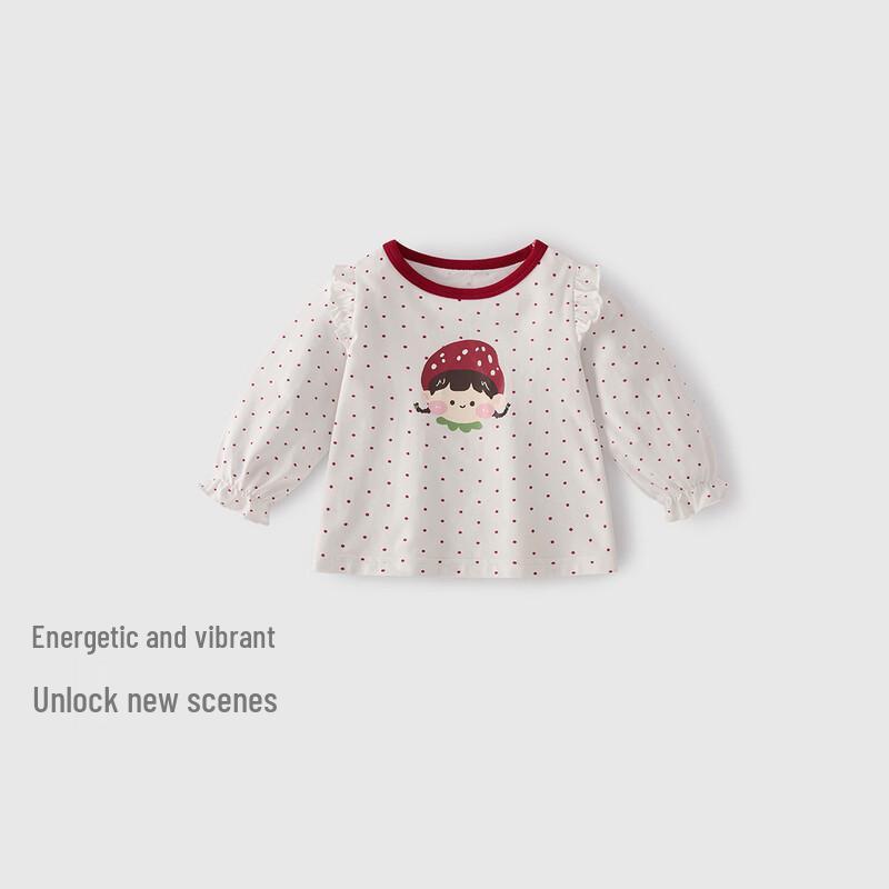 JELLYBABY Girls' Sweet Girl Print Puff Sleeve Long-Sleeve T-Shirt
