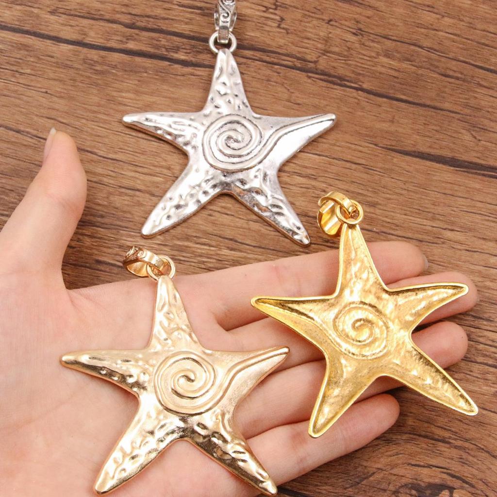 3 Colors 66x81mm Starfish Pendant Charm for DIY Marine Life Jewelry