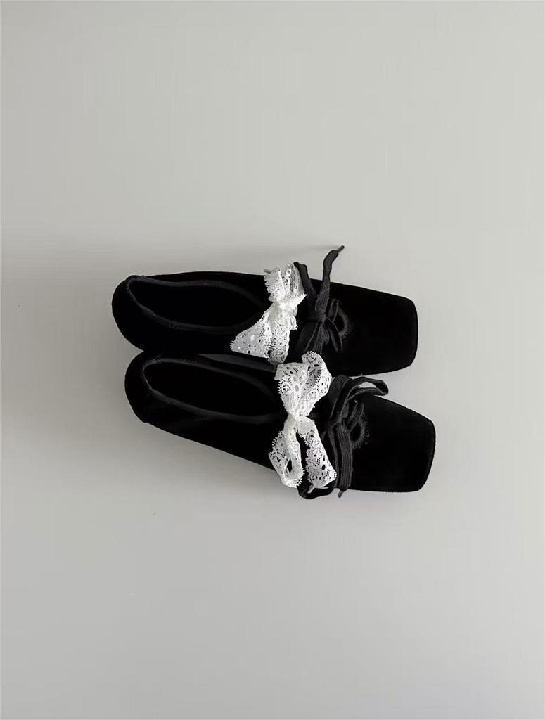 Lammfell Schnür-Mary Janes Kleine Lederschuhe Damen Quadratische Zehenpartie Dicker Absatz Schnür-Ballerinas Leder-Loafer